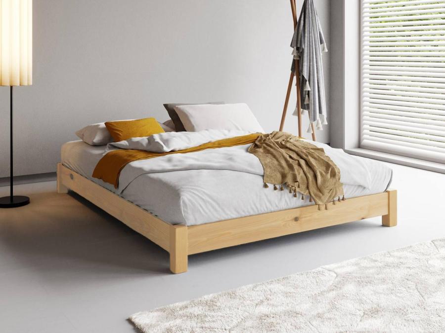 low platform bed untreated wood